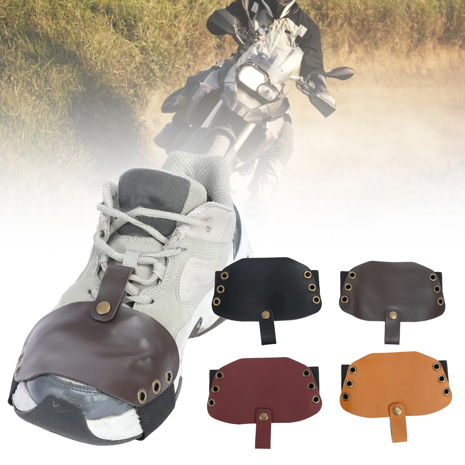 [FTH] 1Pc Motorcycle Shoe Cover Protective Wear Resistant Faux Leather Gear Shift Pad Boot Protector for Motorbike