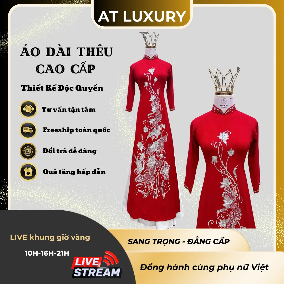 Áo dài mẹ sui, áo dài thêu cao cấp ép đá bảy màu lấp lánh sang trọng Nữ Dress Women