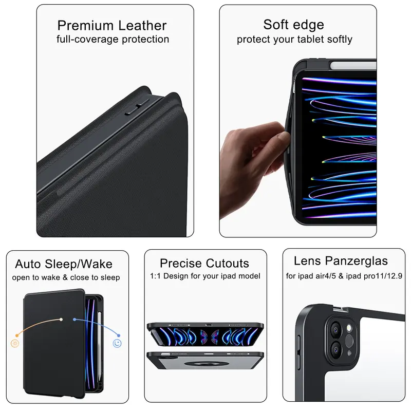 iface mall iPad Air 13-inch ( 2024) Keyboard Case, 360° Rotatable Hover Slide Trackpad, 7-Color Backlit Keyboard for iPad Pro 12.9-inch (3rd Gen/4th Gen/5th Gen/6th Gen) - iPad Air 13-inch (M3) 2025,iPad 10th 5