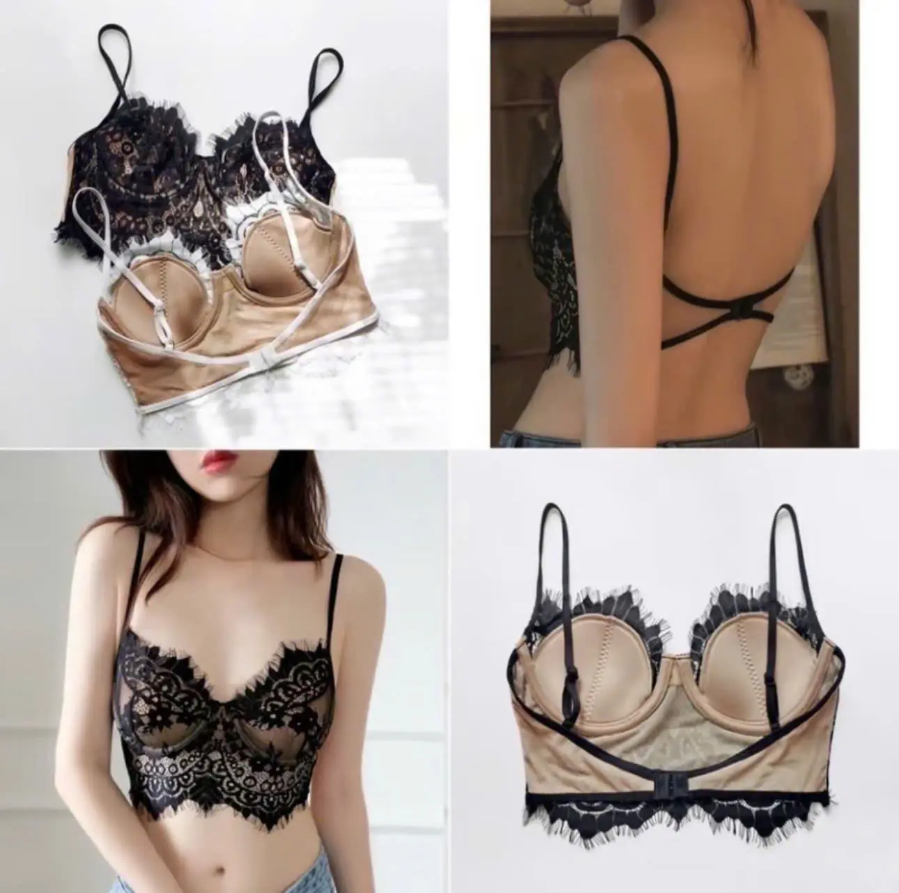 Áo Bra Corset Bralette ren mềm có gọng mút mỏng sexy sang chảnh