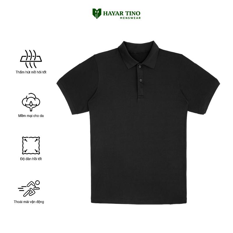 Áo Thun POLO Trơn Màu ĐEN cổ bẻ Vải Cá Sấu 4 Chiều Cao Cấp Ngắn Tay Cực Sang Trọng Menswear Nam Top Cộc Tay Shirt Có Cổ Tay Ngắn