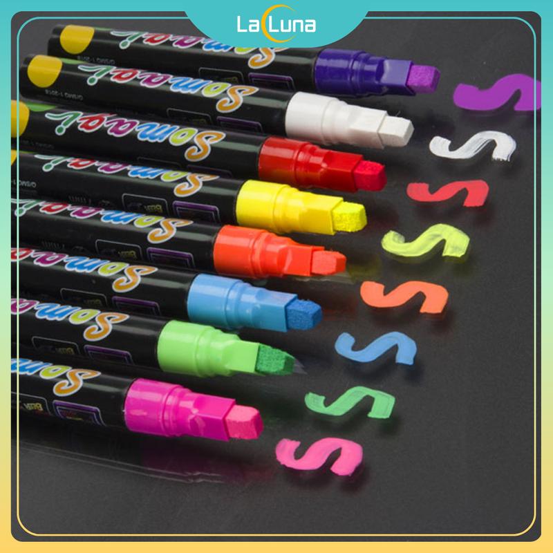 Set 8 Bút Dạ Quang Viết Bảng Led, Biển Quảng Cáo, Menu Mặt Kính Cao Cấp Lalunavn B190