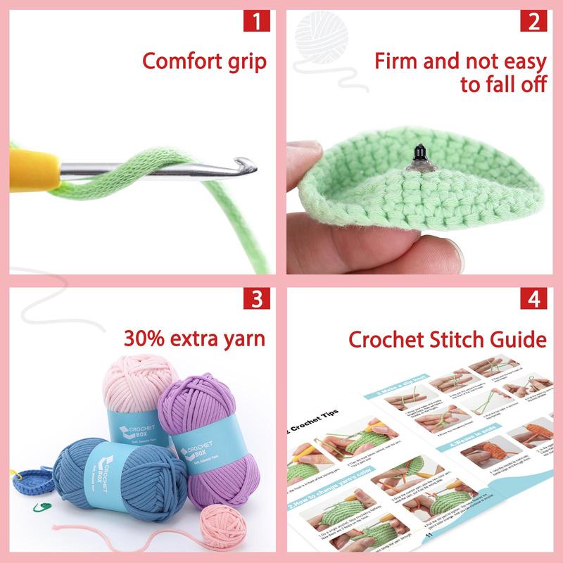 Fox Shaped Crochet Box, 1 Set Crochet Kit for Beginners, Including Accessories, Crochet Tool, Yarn, Filler Cotton, Hook, Sewing Needle, Plastic Eye, Marker Buckle, Instruction & Video Tutorial 5