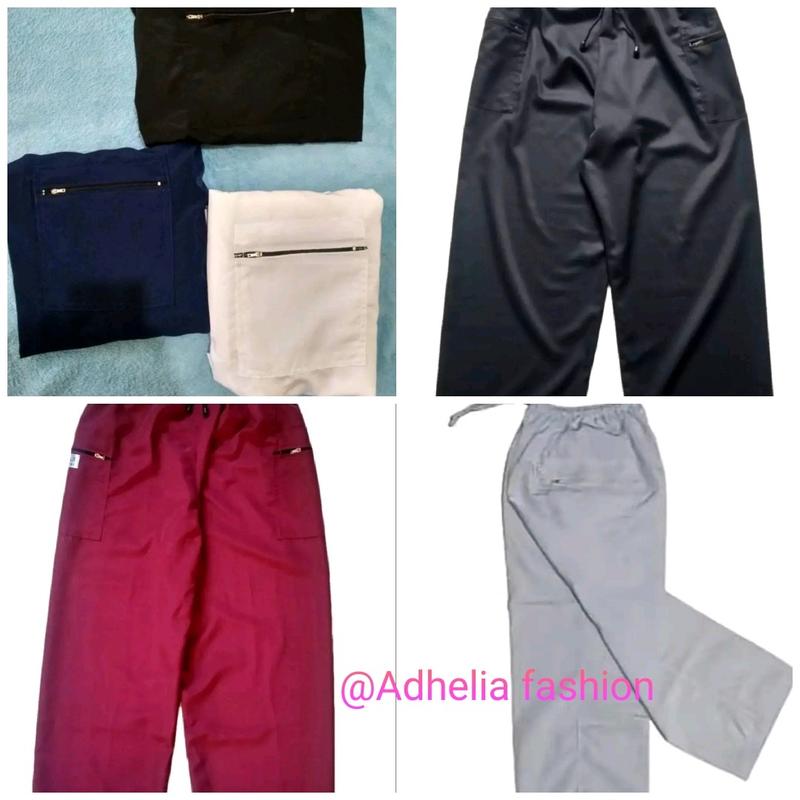 celana cowo .kolor santri kantong samping Polos Polos Polos Polos Pria Santai Cowok Katun 1