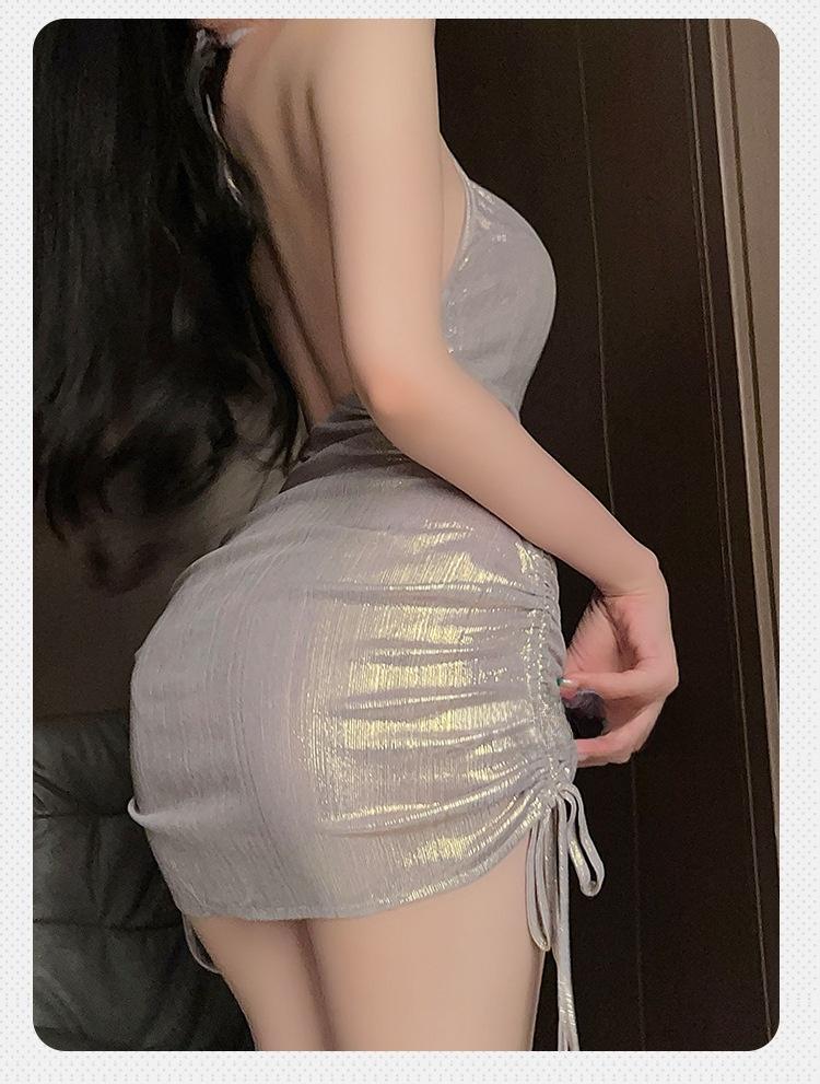 Product Introduction of 【4Z】Sexy halter strap dress, clubwear bodycon mini dress, waist-slimming ruffles bodycon dress, sweet and cool Korean-style nightgown 18