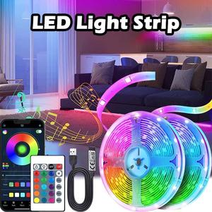 LEDライトストリップ、スマートライトストリップ（アプリ制御＆24キーリモコン付き）、RGB色変化LEDライトストリップ、寝室やリビングルーム、パーティーに最適