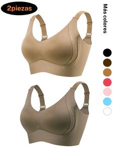 Sujetador inalámbrico sólido para mujer, cómodo sujetador push up transpirable, lencería ligera de suavidad para uso diario