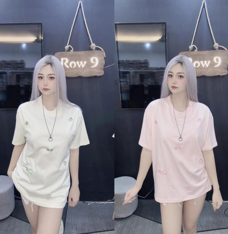 Áo Thun Nữ Thêu Hình Cotton Mềm 2 Chiều 250 gsm , thương hiệu Row9 mã hàng APR.11