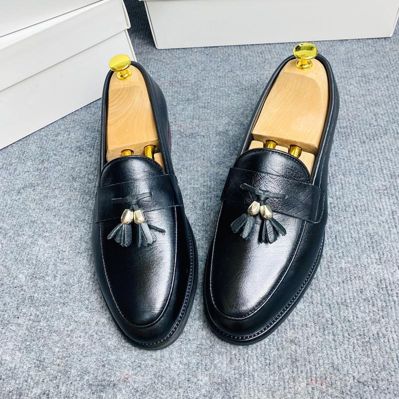 CĐ01 Giày lười đế phíp gỗ, chuông bạc, da bò nhập khẩu cao cấp