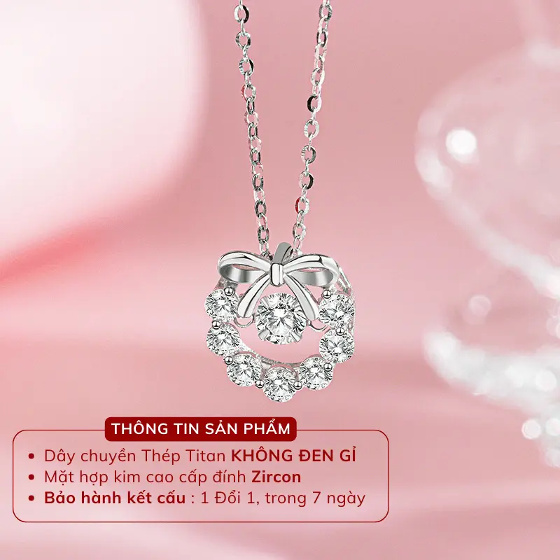 Dây chuyền nữ thép Titan hình nơ thiết kế đá run đính đá cao cấp phụ kiện thời trang Hàn Quốc - Annie TT125