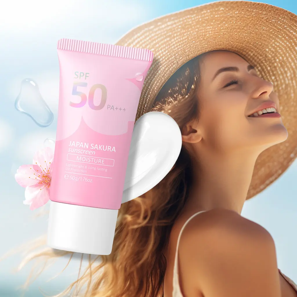 [LAIKOU Japan Sakura Face Sunscreen] SPF50 PA+++ UV Rays Protection Waterproof Body Sunblock 50g