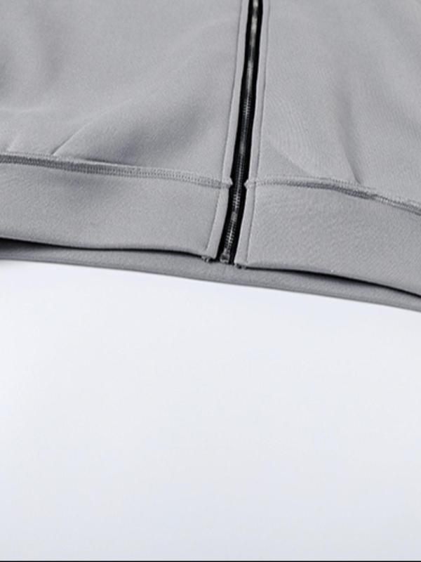 Women's Solid Zip Up Hoodie & Elastic Waist Pants Set, Casual Fashion Cozy Two-piece Set for Daily Outdoor Wear, Women's Clothing for Fall & Winter 6