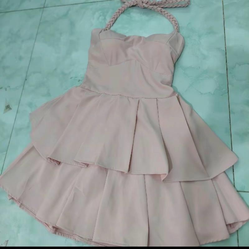 Váy Đan Dây cột xếp Eo  sang chảnh dễ thương cho các tình yêu Nữ Women Màu Đen Dress  Voi Voan 5