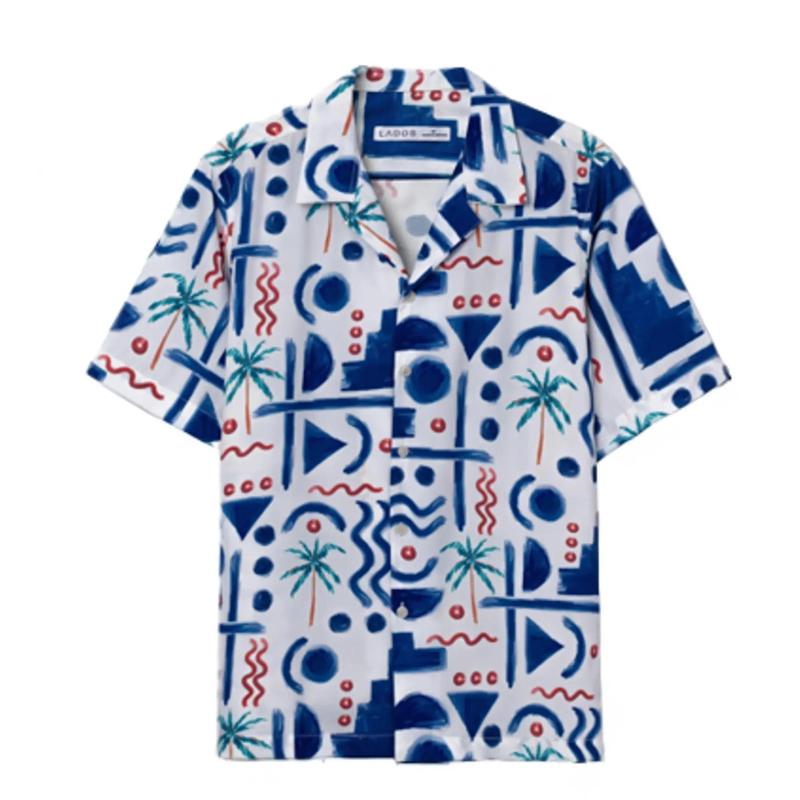 Áo sơ mi cổ vest họa tiết nam, nữ form regular trẻ trung Vacation Moment LADOS-8150 chất lụa thoáng mát, đi biển đi chơi