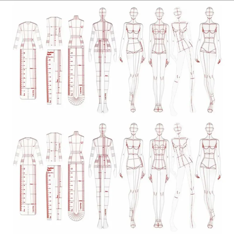 Fashion Sketching Ruler Sewing Penggaris Pola Busana Jahit 0