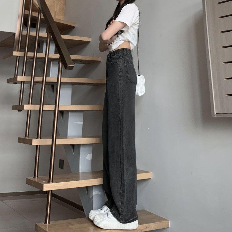 Quần Jean Thẳng Cho Nữ, Thời Trang, Xu Hướng 2025, Màu Đen Và Xám, Ống Rộng, Cạp Cao, Dáng Rộng Rãi Và Bó Sát, Xếp Ly, Quần Lau Nhà, Bán Chạy 2