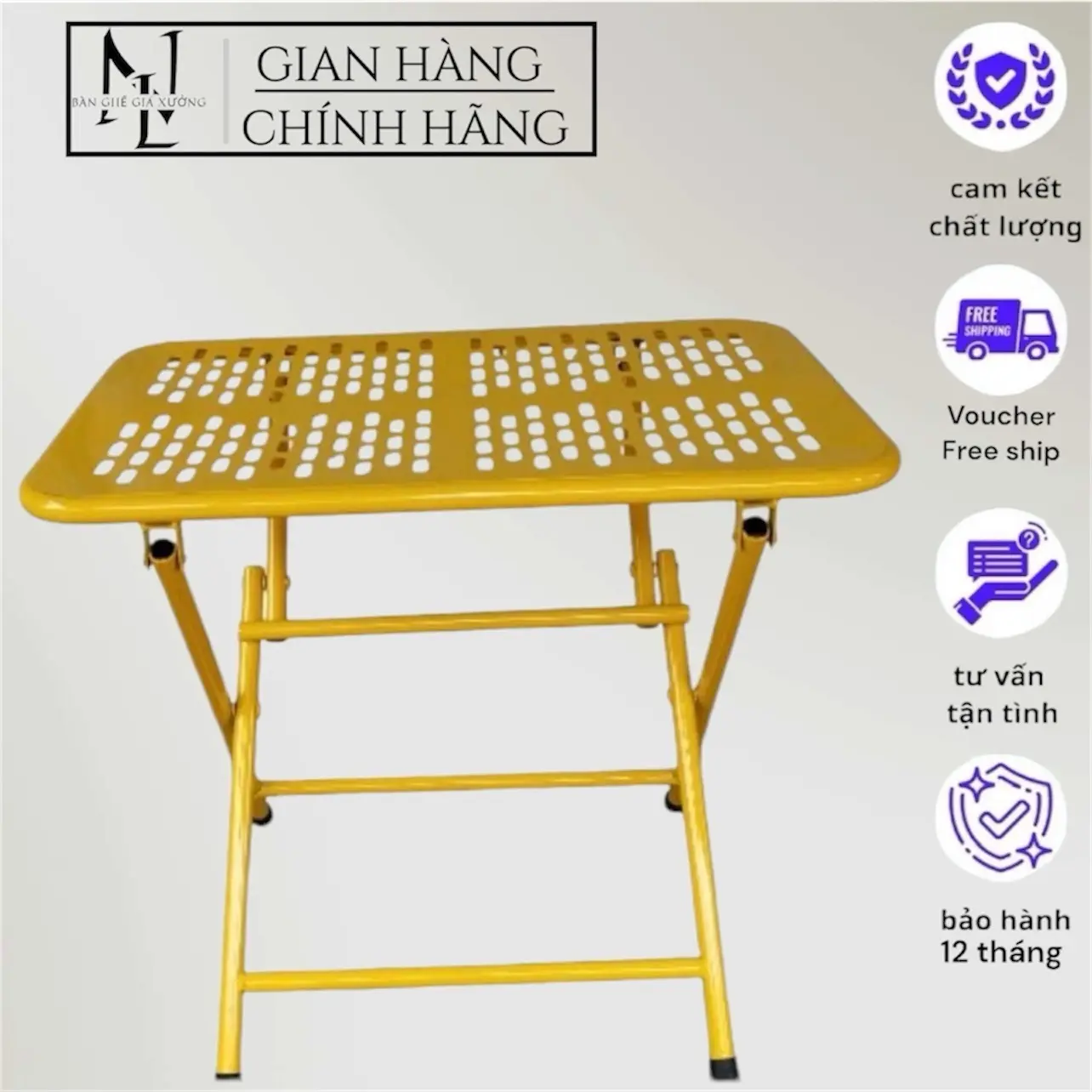 Bàn sắt xếp có lỗ màu vàng giá rẻ bảo bền Có thể gập lại