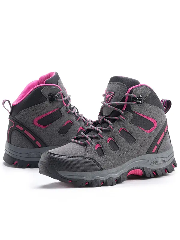 Women's Colorblock Lace Up Hiking Shoes, Casual Outdoor Sports Shoes, Breathable Non-slip Sneakers, Female All-match Round Toe Shoes for Daily Wear 3