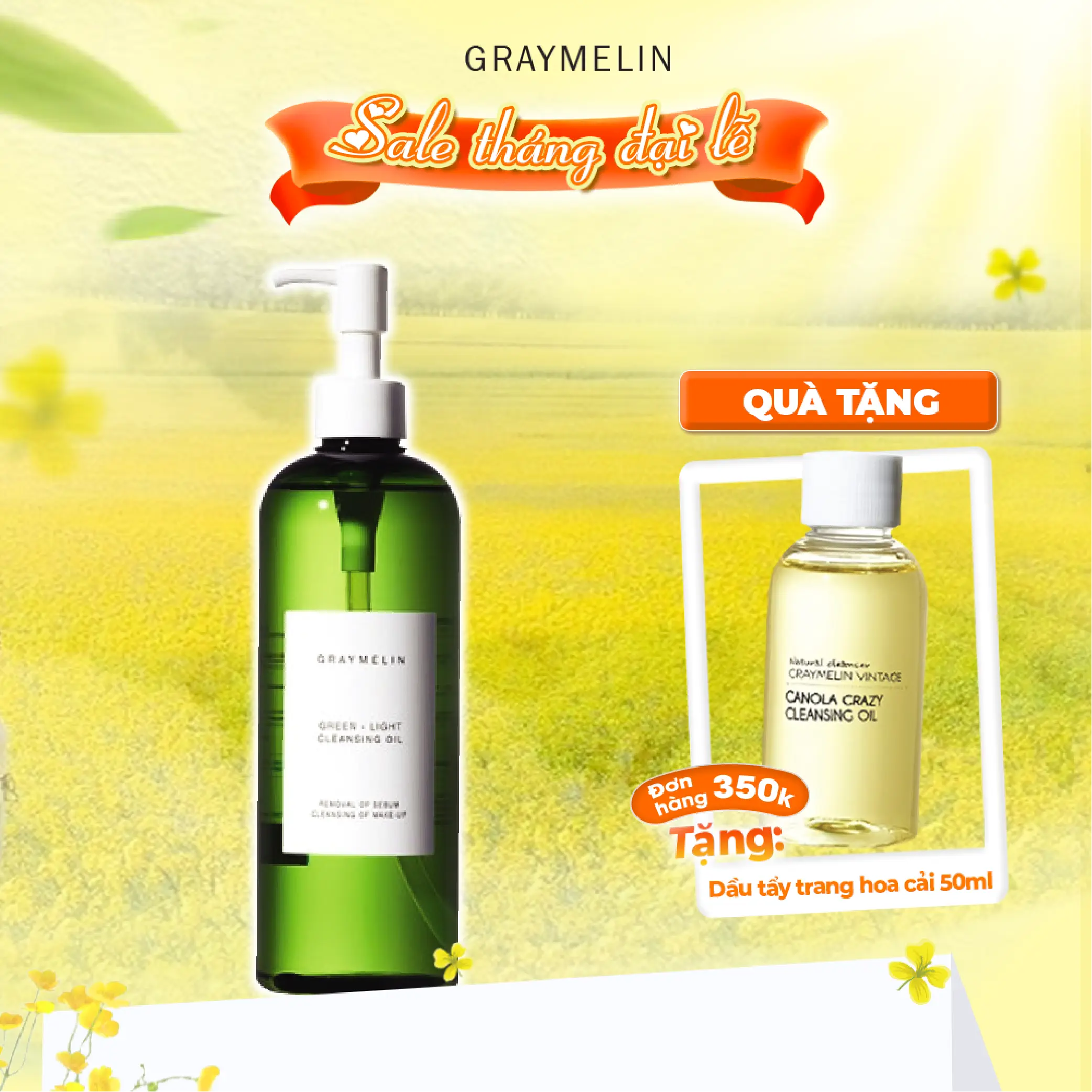 Dầu Tẩy Trang Cho Da Nhạy Cảm Graymelin Green Light Cleansing Oil 400ml dầu tẩy trang cho da dầu  và Da nhạy cảm