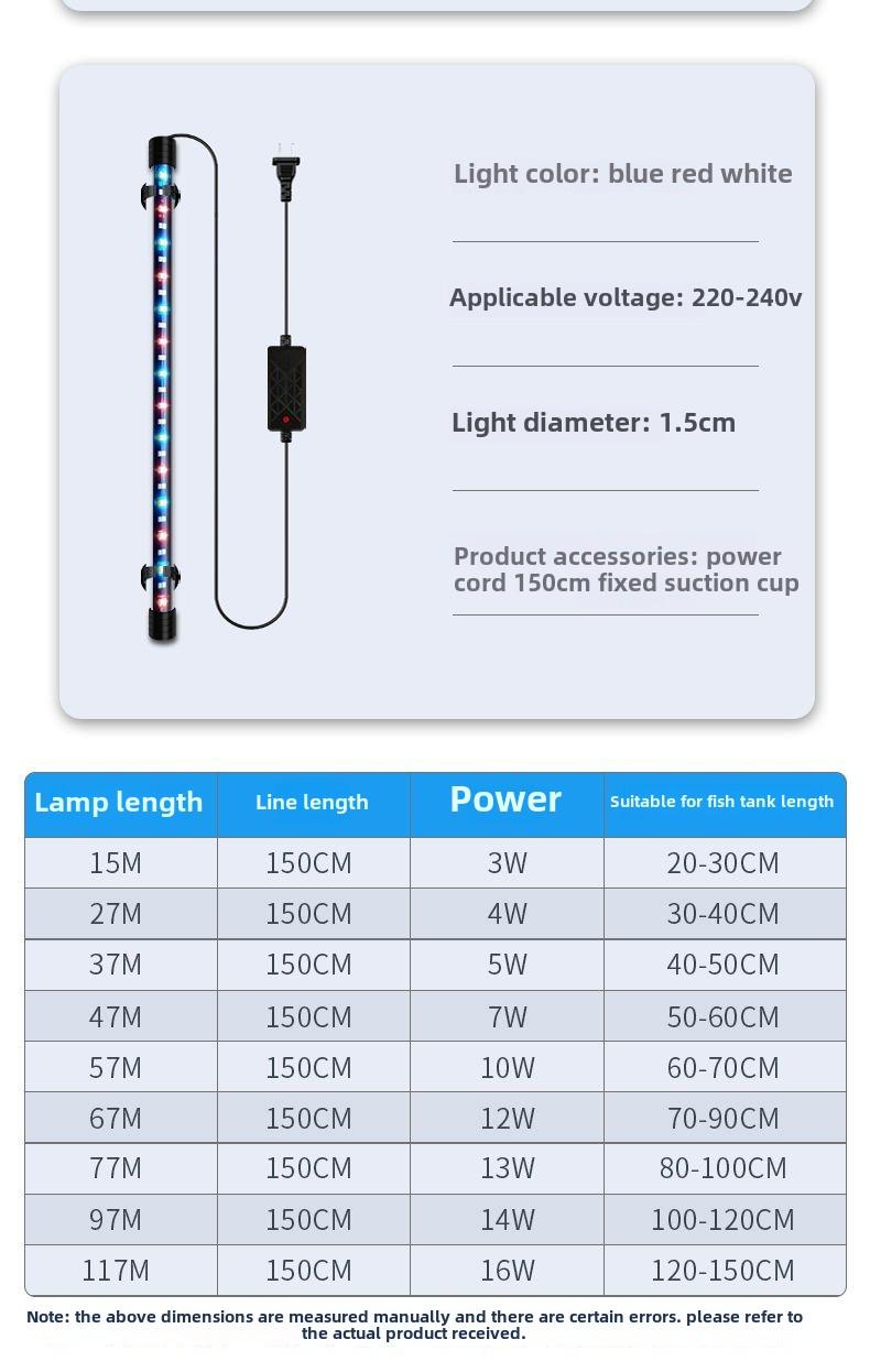 Product Introduction of [In Stock] Fish Tank Light LED Waterproof Submersible Light Tube Small Aquarium Full Spectrum Decorative Aquatic Plant Light Dragon Fish Light 12