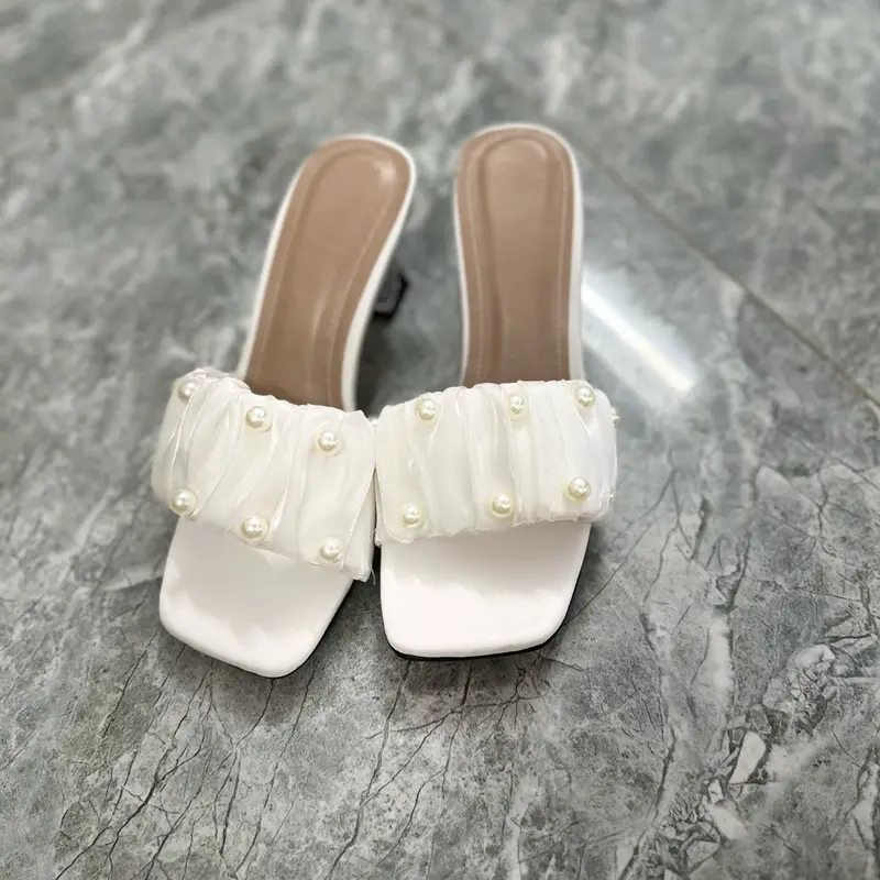 MÃ 62  dép nữ nhún bèo đính ngọc gót 7cm DéP Shoes GiàY Sandal 8