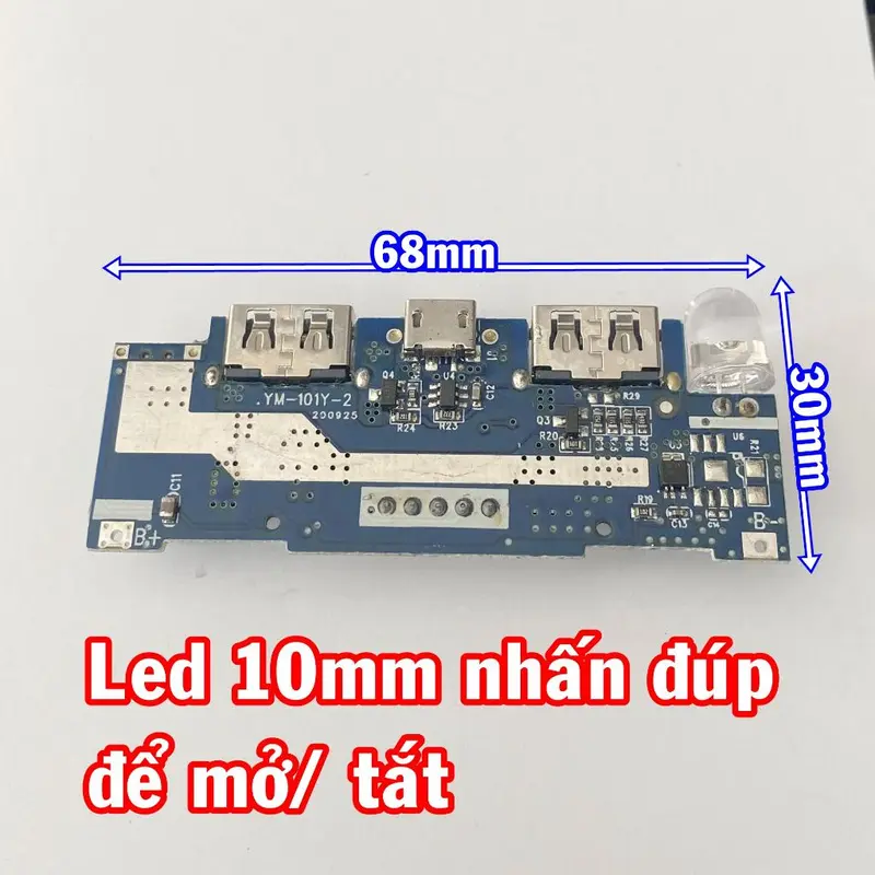 Mạch sạc dự phòng màn LED 5V2.1A 2 cổng mới 2