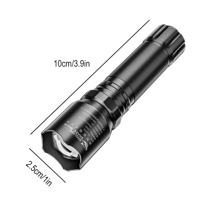 Đèn pin, Có Thể Sạc Lại, Siêu sáng, USB, Cầm Tay, Thích hợp để cắm trại, Không thấm nước, Đèn rọi ngoài trời 8