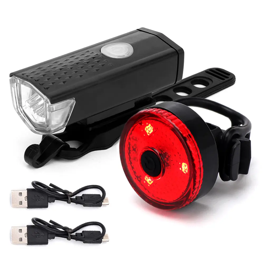 จักรยาน LED USB ไฟหน้าแบบชาร์จไฟได้ชุดไฟท้ายจักรยานไฟหน้าหลัง