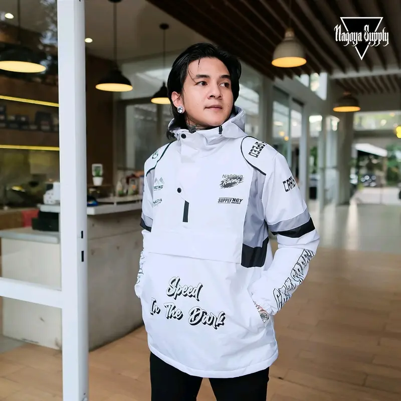 JAKET CAGOULE NAGOYA SUPPLY TERBARU JAKET PERASUT PRIA JAKET MOTOR JAKET OUTDOR Musim dingin Santai Hitam Putih Musim panas Casual Distro Keren Lembut Simple Panjang Nyaman 0