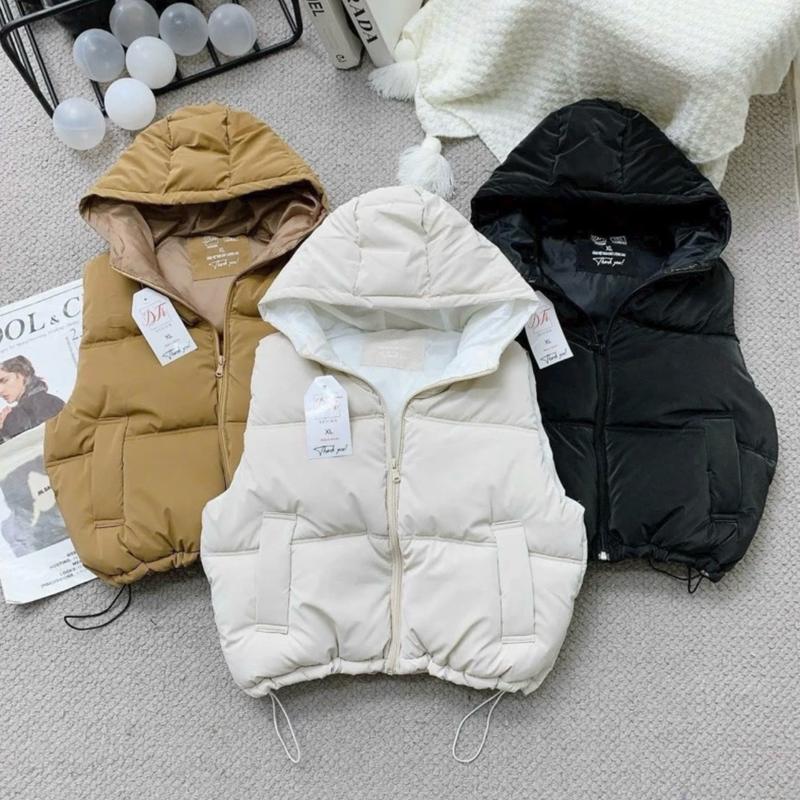 Áo Phao Gile Nữ Nhung Lì Có Mũ, Dây Rút Gấu, Phong Cách Trẻ Trung Năng Động