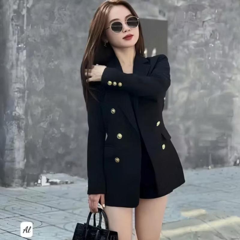 Áo vest 6 cúc đồng dài tay nữ, Áo blazer dài tay sang chảnh cúc đồng thiết kế basic QC cao cấp, kèm ảnh thật Top Kem Lịch Women