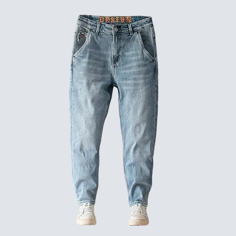 Quần jean dài nam QA08 màu xanh dương wash nhạt trơn chất bò co dãn nhẹ kiểu dáng skinny Menswear Pants