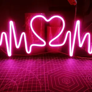 Lampu Neon Sign / Neon Flex Model Denyut Hati Akrilik