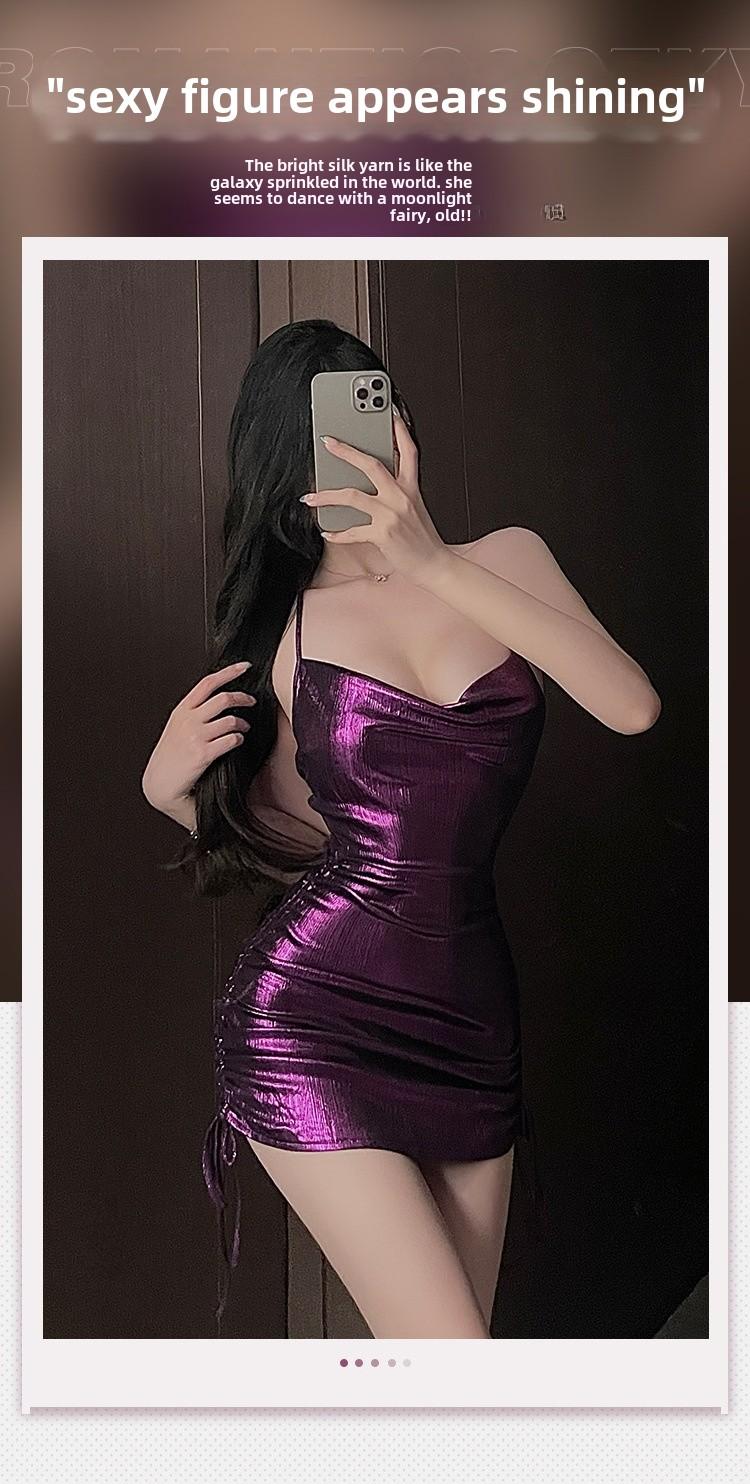 Product Introduction of 【4Z】Sexy halter strap dress, clubwear bodycon mini dress, waist-slimming ruffles bodycon dress, sweet and cool Korean-style nightgown 1