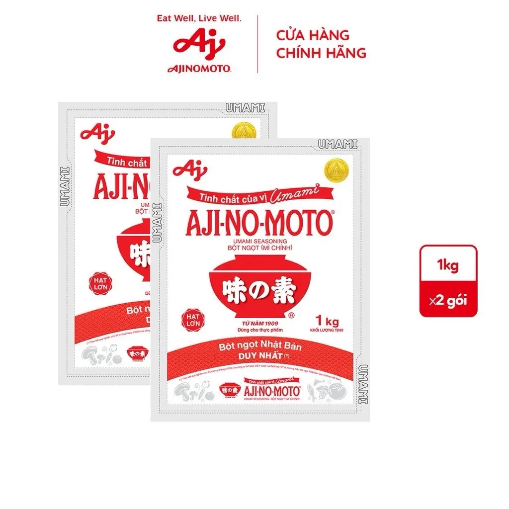 Combo 2 gói bột ngọt Ajinomoto cánh to gói 1kg