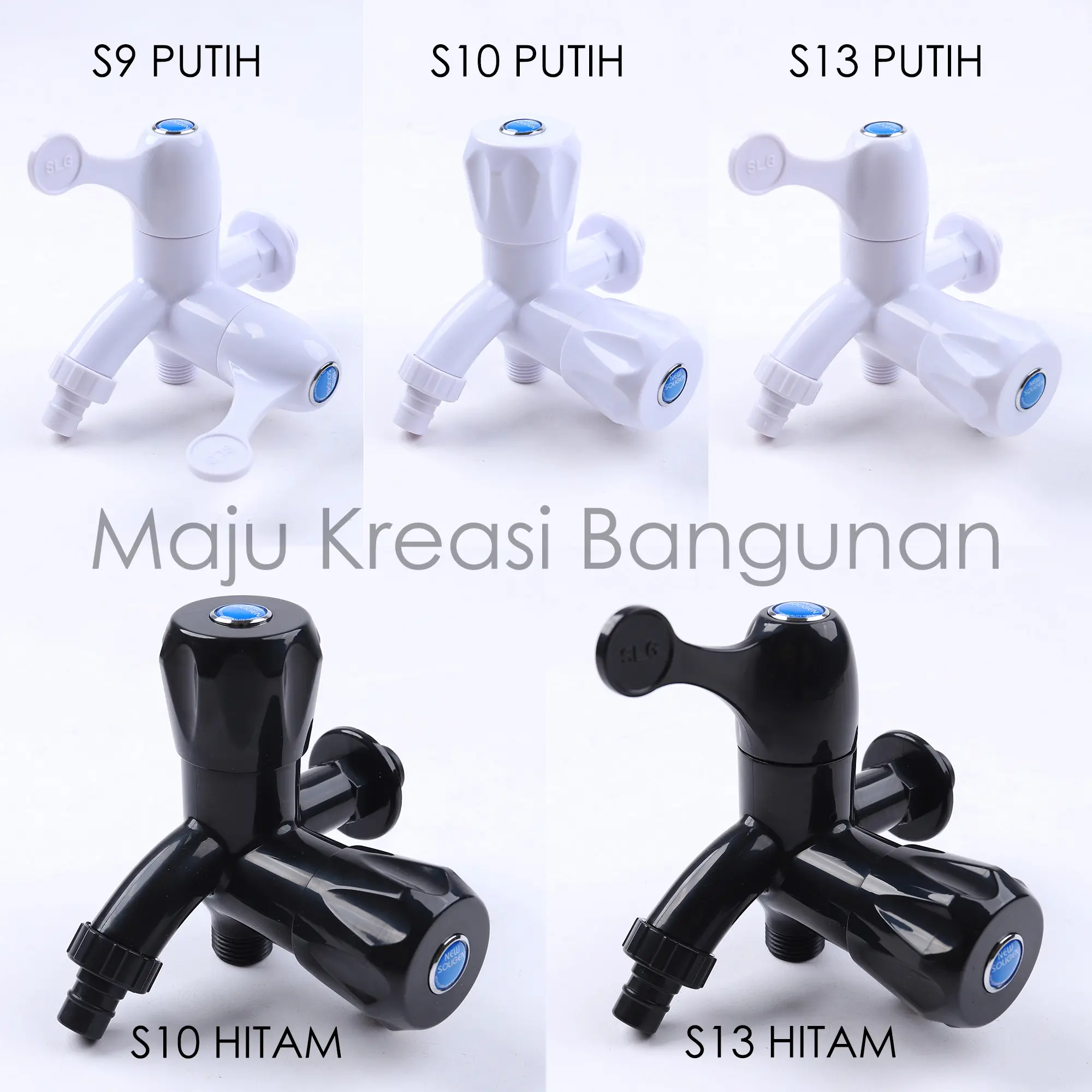 Kran Cabang PVC Shower New Soligen Keran Double Plastik S9 S10 S13 Engkol Mahkota Mix Putih Hitam