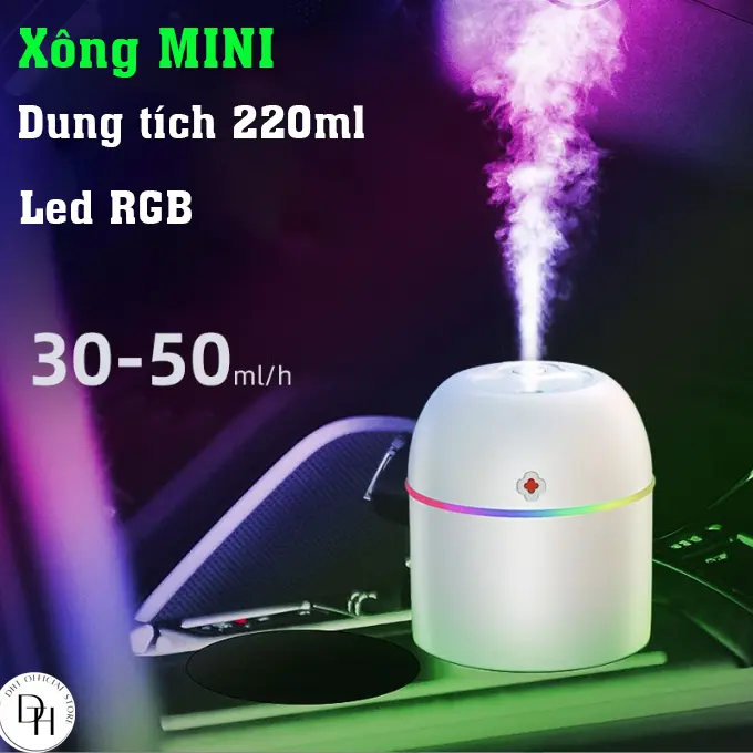 Máy tạo ẩm phòng Cỏ 3 lá Mini phun sương cấp ẩm phòng có led nhiều màu, kiểu dáng sang trọng