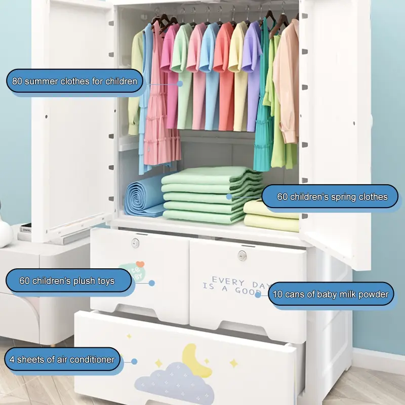 【Tủ Nhựa Cho Bé】70cm Tủ Quần Áo Trẻ Hình ảnh hoạt hình Tủ Để Đồ nhìu ngăn rộng rãi Tủ đồ nhựa đựng 3