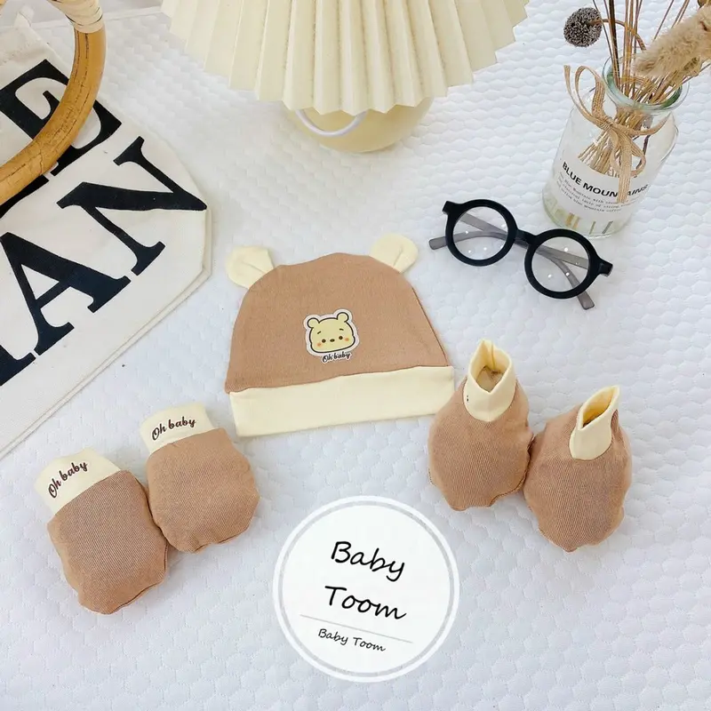 SET MŨ BAO TAY CHÂN thun mềm Tombaby đáng yêu, mềm,mịn, thoáng khí cho bé (CÓ COMBO) cho bé 0-3 tháng (dưới 5kg) 2