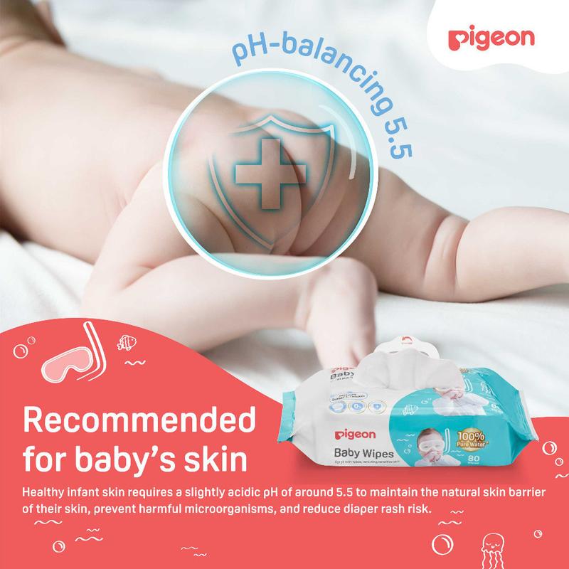 Pigeon Baby Wipes 30 / 80 Sheets 100% Pure Water 3