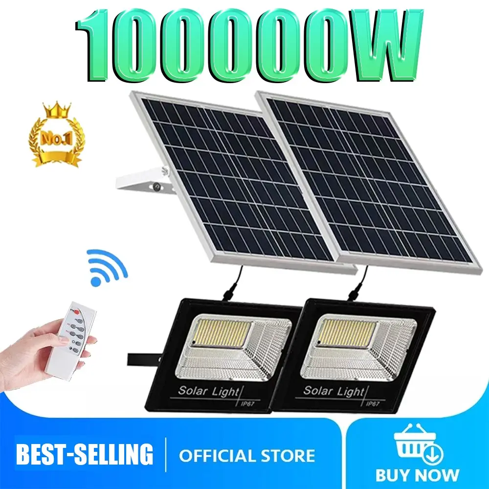 Solar Light LED 1000W Outdoor Solar Sensor Flood Lamp Waterproof Street ...