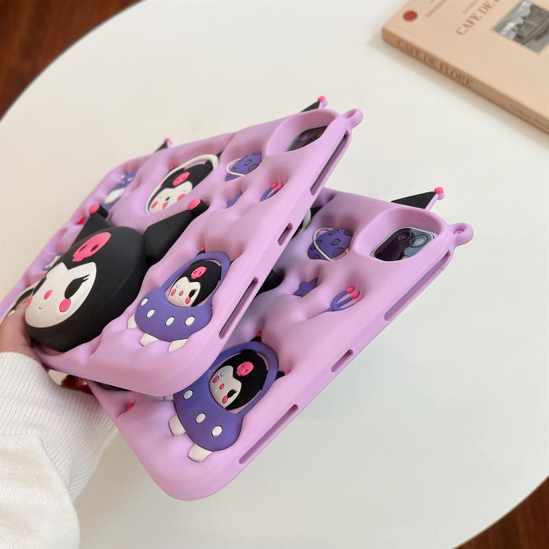 Product Introduction of Casing For Honor Pad X8a Tablet 11 inch Fashion Kuromi Cute 3D Pattern Soft Silicone Stand Cover With Shoulder Strap Cover NDL-W09 16