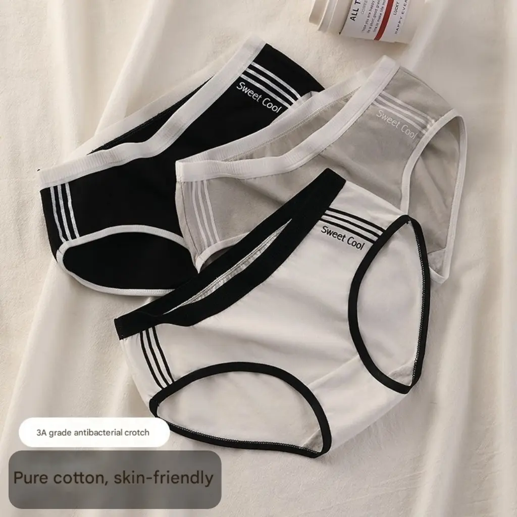 Đồ Lót Cotton, Cho Bé Gái, Phong Cách Thể Thao, Màu Sắc Tương Phản, Thích Hợp Cho Học Sinh, cạp vừa, Đơn Giản, Kháng Khuẩn, Thoáng Khí, Mỏng, Có Màu Cơ Bản Đen, Trắng Và Xám