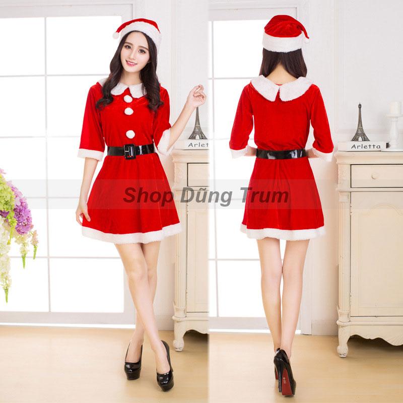 Trang phục Noel nữ hóa trang Giáng Sinh chất liệu nhung siêu đẹp DT09 3