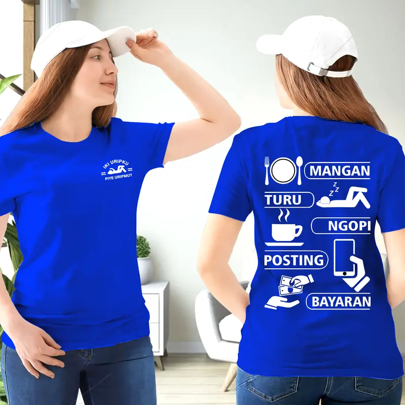 kaos kata-kata MANGAN TURU NGOPI POSTING BAYARAN Bahan cotton combet,Atasan Pria wanita Harian viral kekinian,T-shirt Distro Nyaman di pakai 5