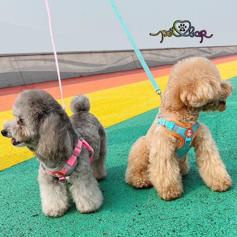 [2-14kg] Dây dắt cho thú cưng mặt cún chất liệu siêu mềm có viền phản quang chống lạc