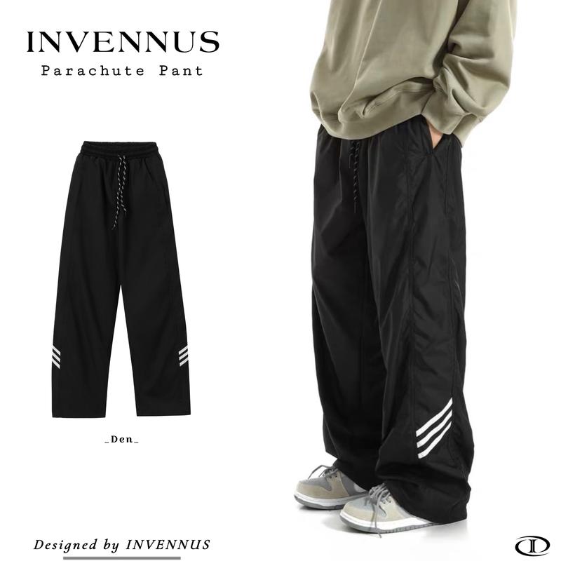 311 - Quần dù ống rộng INVENNUS Parachute Pants vải gió dáng suông phối sọc trắng thể thao unisex