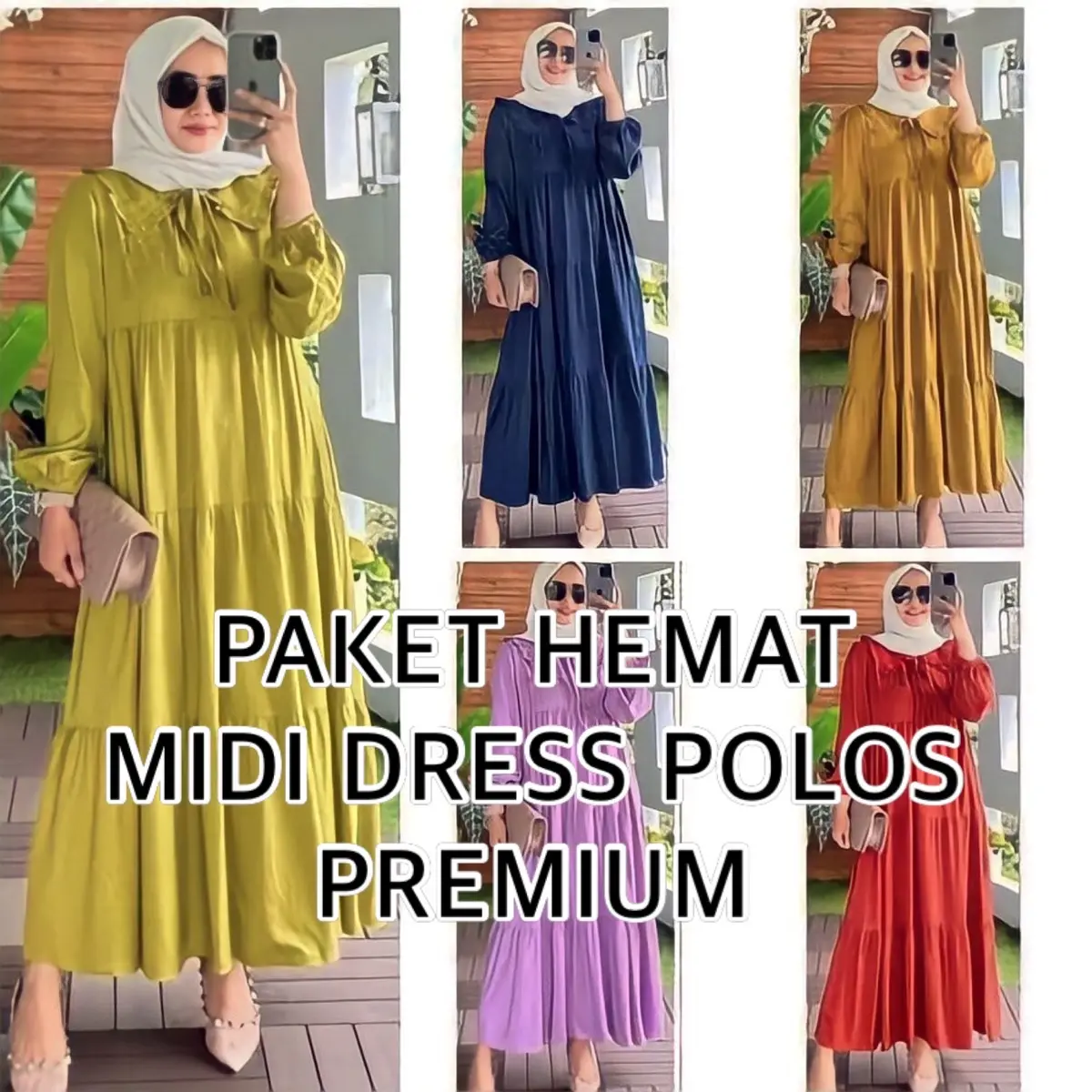 PAKET HEMAT 2 Pcs 130k MIDI DRESS POLOS RAYON PREMIUM