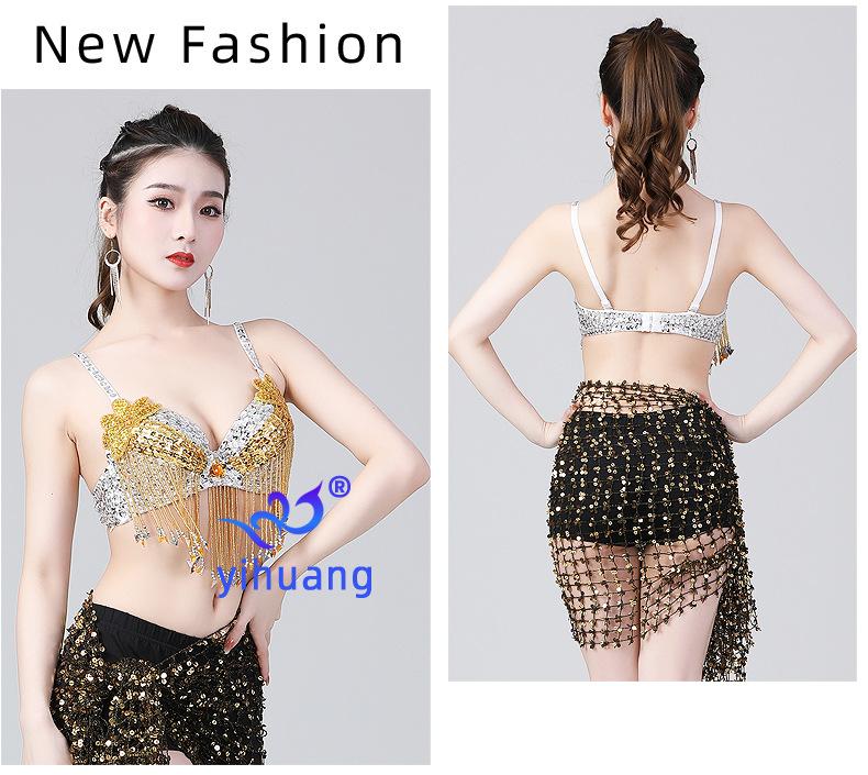 Product Introduction of Áo Ngực Cho Trang Phục Múa Bụng, Quần Áo Tua Rua Đính Kim Tuyến, Quần Áo Biểu Diễn Múa Khai Trương, Áo Ngực Váy Khiêu Vũ 15
