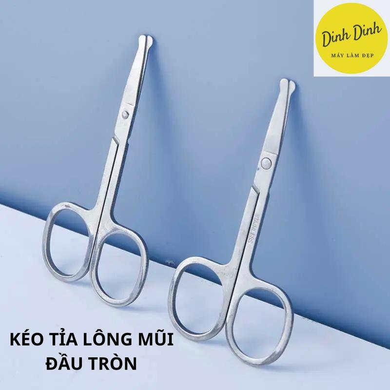Kéo cắt lông mũi, kéo cắt mi giả, tỉa lông mũi đầu tròn thép không gỉ cao cấp